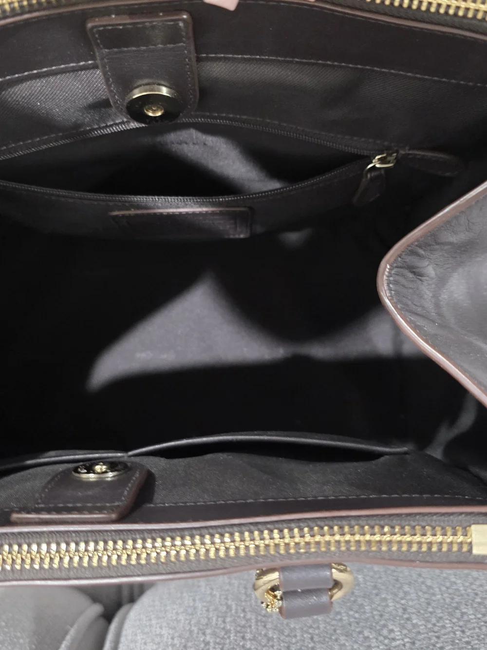 Coach Black Leather Tote Bag with Gold Hardware
